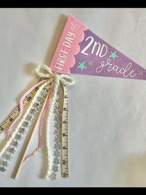 Pink & Purple "First Day of 2nd Grade" Classroom Pennant